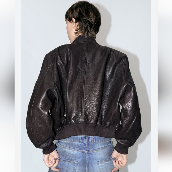 Zara Brown ZW Leather BomberBrown Jacket